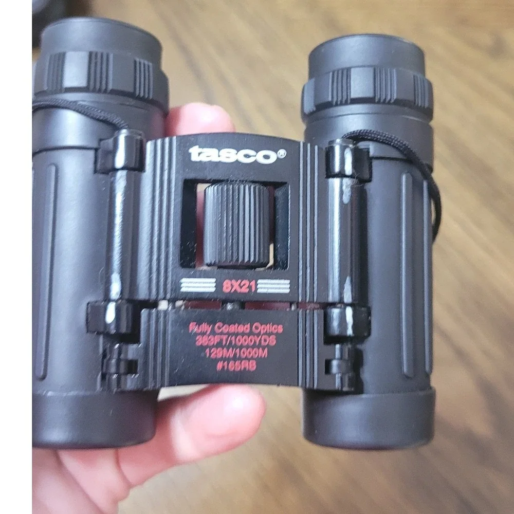 Tasco 8x21 Compact Binoculars Black Fully Coated Optics 165RB with Case